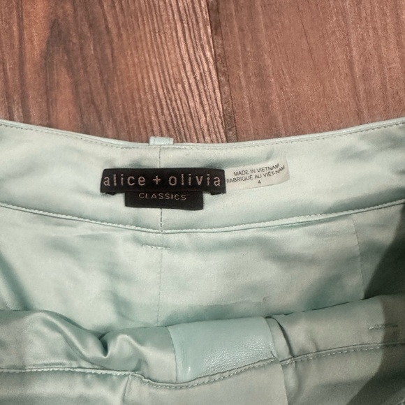 Alice + Olivia Mint Faux Leather High-Waist Mini Cuffed  Shorts - Picture 14 of 15